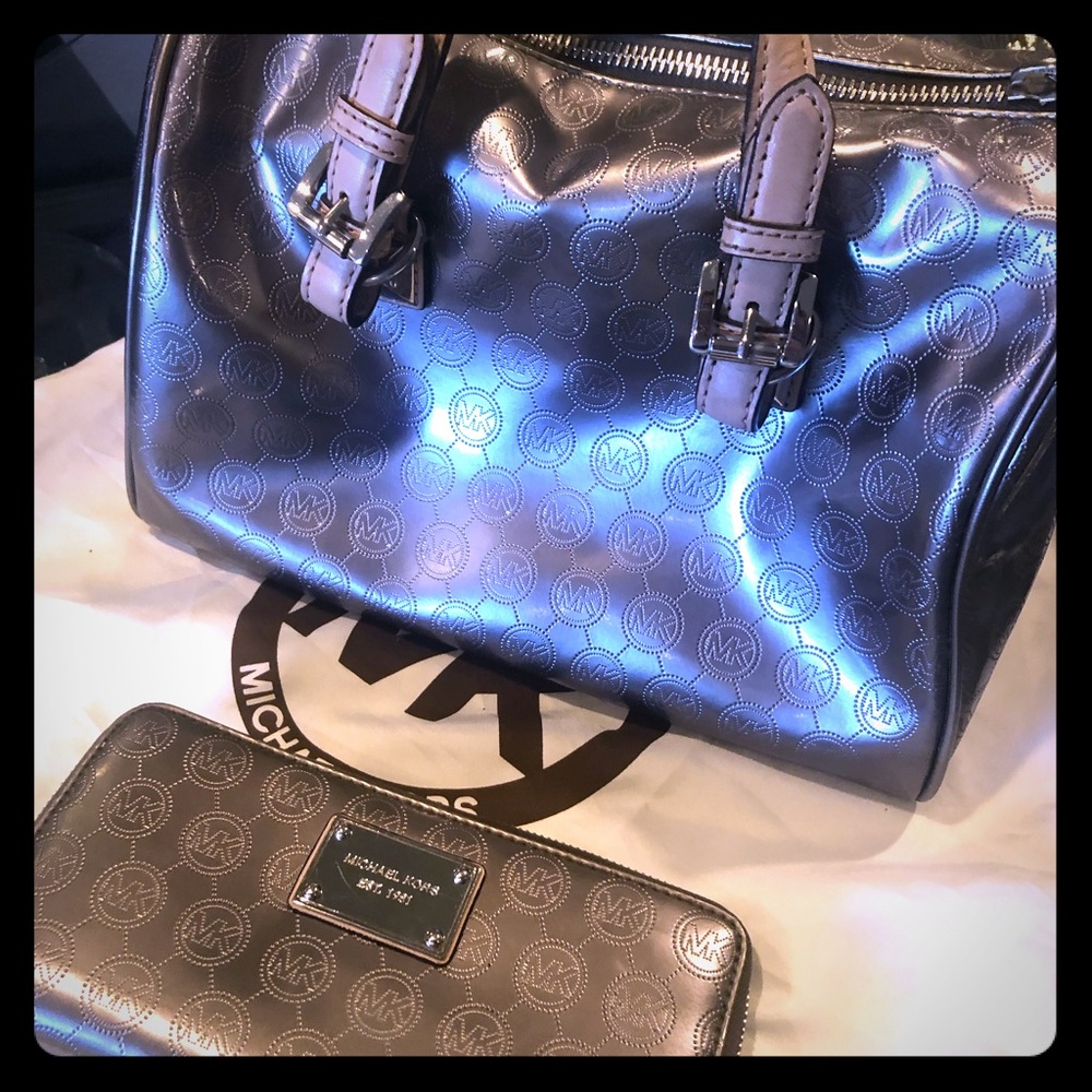 Michael Kors metallic duffel handbag & wallet